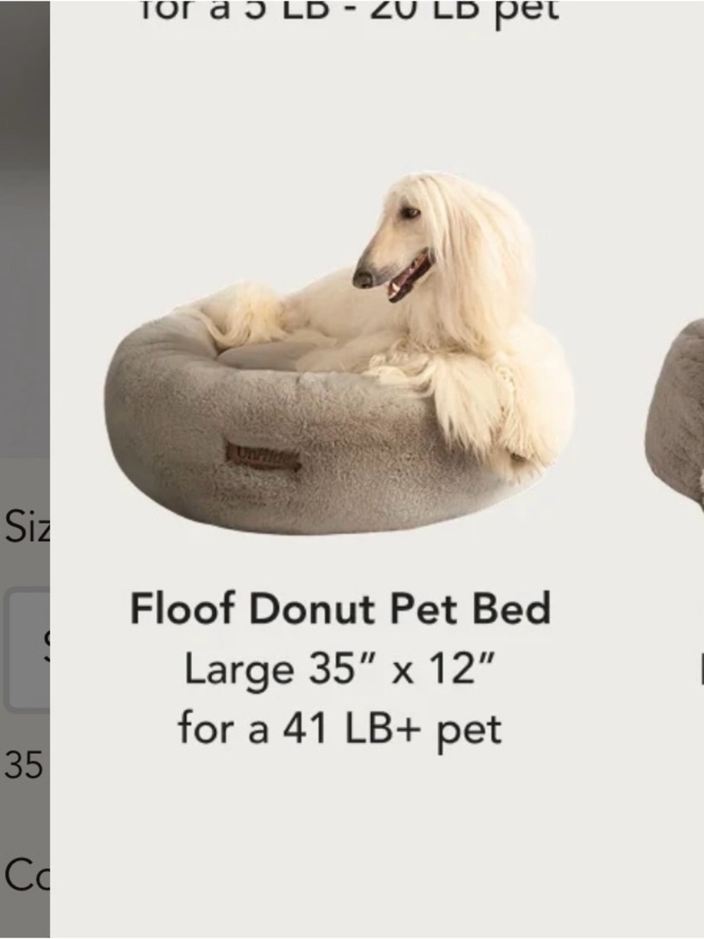 Unhide Donut Pet Bed Cream Large 35 x 12 Pet Bed